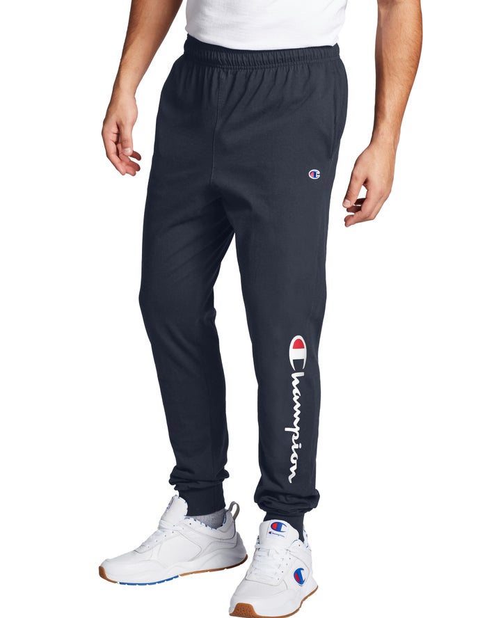 Champion Joggingbroek Heren - Donkerblauw - Classic Jersey Script Logo ( 195706-QWX )